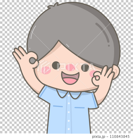 Cute little boy showing finger sign okay 110843845