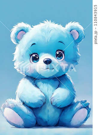 カワイイ水色の子熊のイラスト素材 [110843915] - PIXTA