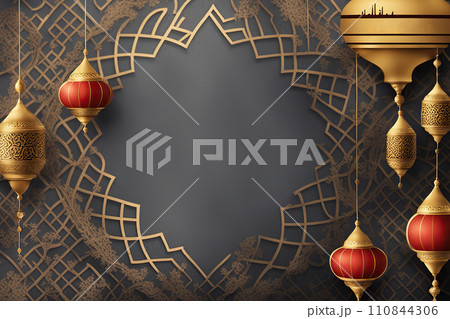 Luxury background for Ramadan Kareem with lanterns. Eid al fitr or Id al-Fitr Holiday of Breaking the Fast banner card 110844306