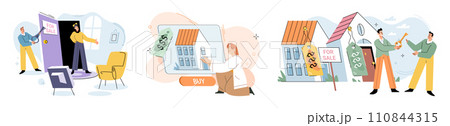 Buying and choosing housing. Vector illustration The business location played crucial role in attracting customers Choosing right housing option was matter personal preference and lifestyle The vector 110844315