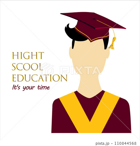 Boy portrait in graduate hats and mantles. Young student avatars in graduation ceremonial clothing. Vector isolated on white Boy portrait in graduate hats and mantles. Young student avatars in graduation ceremonial clothing. Vector isolated on white 110844568