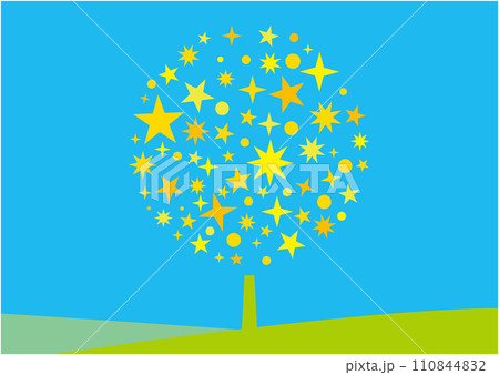 輝く星の煌めきが集まってできた星の木 110844832