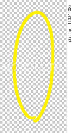Vertical rough handwritten yellow circle - design material for attention or important marks 110845083