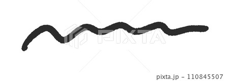 ラフな手書きの黒い波線 - シンプルでおしゃれな落書きのデコレーション素材 110845507