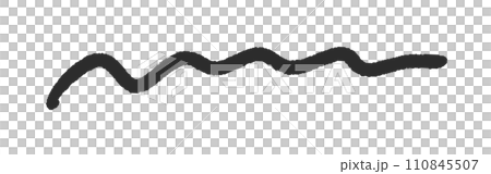 ラフな手書きの黒い波線 - シンプルでおしゃれな落書きのデコレーション素材 110845507