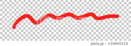 ラフな手書きの赤い波線 - シンプルでおしゃれな落書きのデコレーション素材 110845510