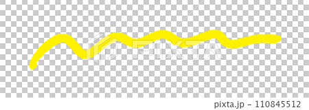 ラフな手書きの黄色い波線 - シンプルでおしゃれな落書きのデコレーション素材 110845512