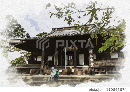 水彩画風 寛永寺 根本中堂 東京都台東区 水彩画風 寛永寺 根本中堂 東京都台東区 110845874