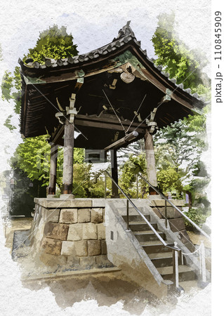水彩画風 寛永寺 鐘楼 東京都台東区 水彩画風 寛永寺 鐘楼 東京都台東区 110845909