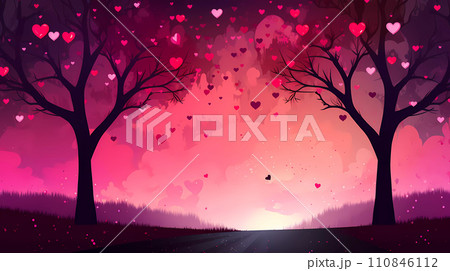 Cartoon Style Illustration of a Romantic Landscape Cartoon Style Illustration of a Romantic Landscape 110846112