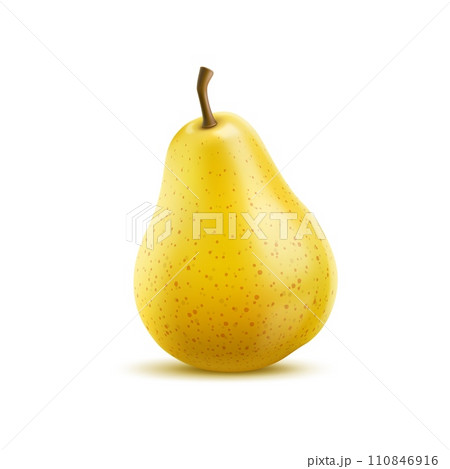 Raw realistic yellow pear fruit, ripe whole isolated 3d vector plant with a smooth and golden skin, conceals tender, sweet flesh within. Its succulent juiciness creates a delightful sensory experience 110846916