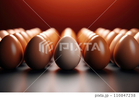 Brown eggs arranged in a row. Generative AI 110847238