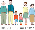 小学生のいる三世代家族　横に並んで 110847467