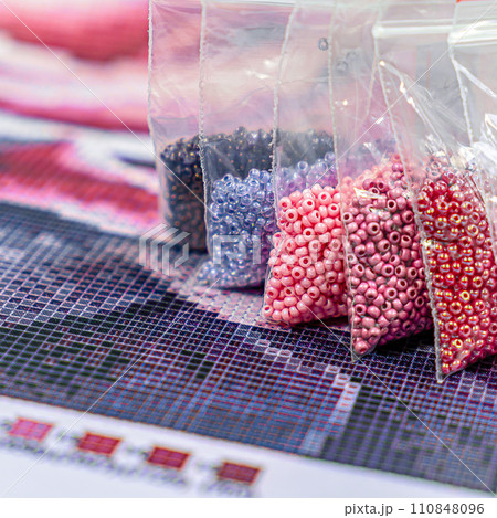 Set for beading. Beads in packages. Threads in the palette Set for beading. Beads in packages. Threads in the palette 110848096