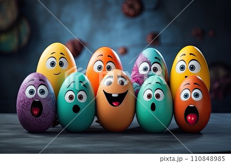 AI-generated content. suprised happy easter eggs holiday design 110848985