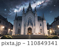 夜空に輝く大聖堂【AI生成画像】 110849341