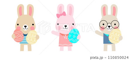 Easter bunny rabbits and Easter eggs, Welcome spring season, 110850024