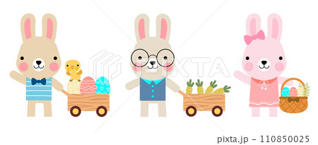 Easter bunny rabbits and Easter eggs, Welcome spring season, 110850025