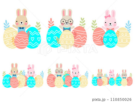 Easter bunny rabbits and Easter eggs, Welcome spring season, 110850026