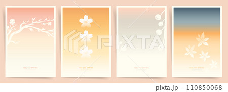 Oriental Spring Aesthetic Gradient Poster Set. Elegant Japanese Gradient Backgrounds for Modern Posters, Cards, and Design Templates 110850068