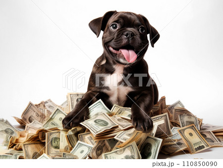 Cool rich successful dog with money. 110850090