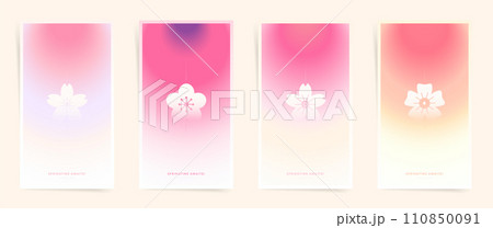 Spring floral gradient blurred background design for , banners, placards, social story posts, brochures and covers. Duotone vector asian modern art. Hanami sakura season aesthetics. 110850091