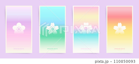 Spring Blossom Vertical Banner Collection - Hanami Gradient Designs for Seasonal Marketing Social Media Story Posts and Soft Modern Cover. 110850093