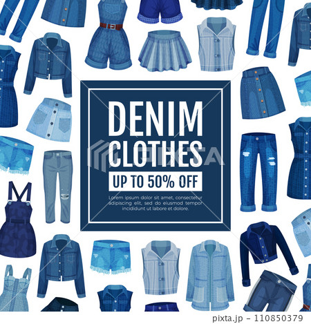 Jeans Blue Denim Clothes Banner Design Vector Template Jeans Blue Denim Clothes Banner Design Vector Template 110850379