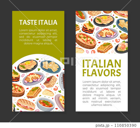 Italian Food Cuisine Banner Design with Tasty Dish Vector Template 110850390
