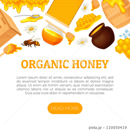 Organic Sweet Honey Product Banner Design Vector Template Organic Sweet Honey Product Banner Design Vector Template 110850419