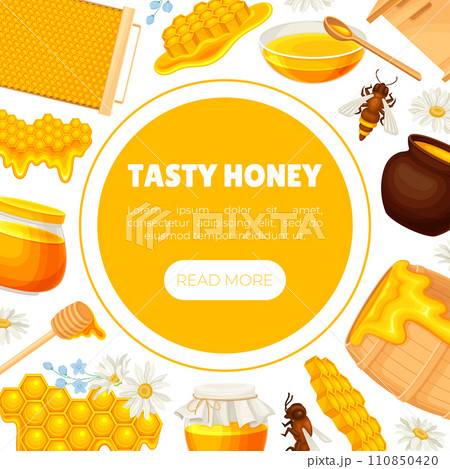 Organic Sweet Honey Product Banner Design Vector Template 110850420