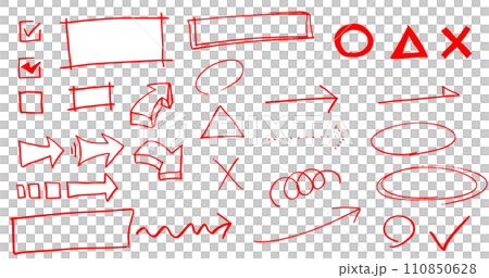 紅色箭頭圓框刻度十字手繪套裝與魔術標記 110850628