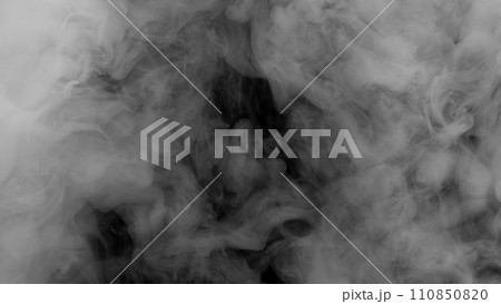 Abstract Atmospheric White Smoke Texture Background on Black 110850820