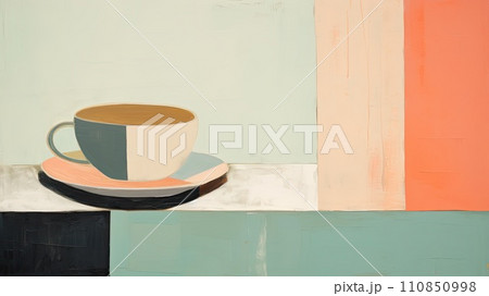 コーヒーカップの素朴な絵画_2　Generative AI 110850998