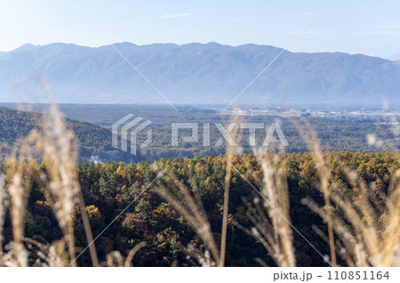 長野県八ヶ岳の日向木場展望台から見る秋の景色 長野県八ヶ岳の日向木場展望台から見る秋の景色 110851164