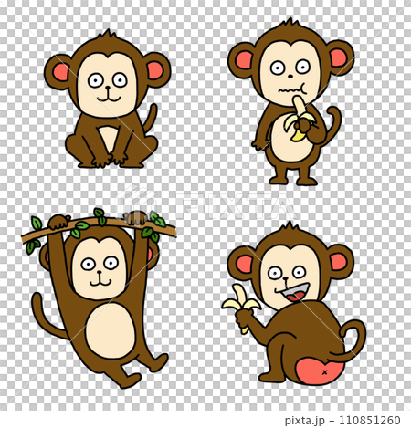 可愛い猿の手描き風イラスト 可愛い猿の手描き風イラスト 110851260