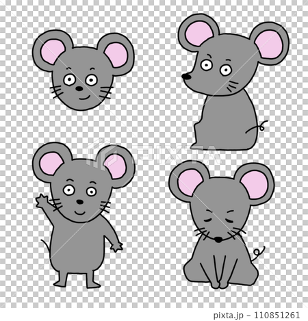 可愛老鼠的手繪風格插圖 110851261