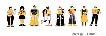Collection of Education, Students, Teenagers geometric characters, illustrations. Education 110851362