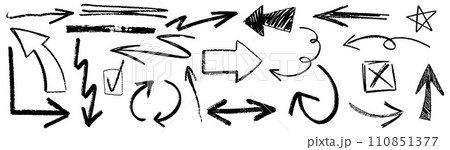 Hand drawing black charcoal pencil lines, symbols and squiggles set Hand drawing black charcoal pencil lines, symbols and squiggles set 110851377