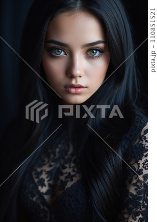 黒いドレスを着た女性のポートレート 黒いドレスを着た女性のポートレート 110851521