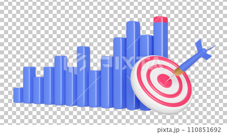 3d charts graph with darts, target, analysis business financial data. business strategy concept, 3d render illustration 110851692