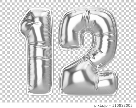 balloon silver metal number 3d render 110852003