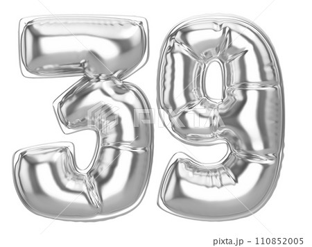 balloon silver metal number 3d render 110852005