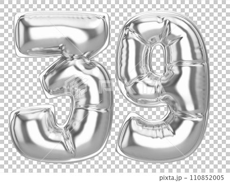 balloon silver metal number 3d render 110852005