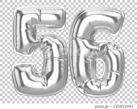 balloon silver metal number 3d render 110852041
