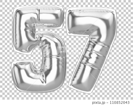 balloon silver metal number 3d render 110852043