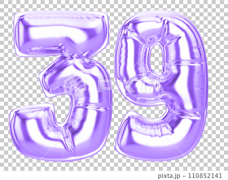 balloon metal number 3d render 110852141