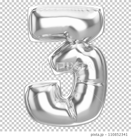 balloon silver metal number 3d render 110852341