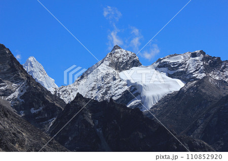 View from the Three Passes Trek, Nangkartshang Peak, Nepal. 110852920
