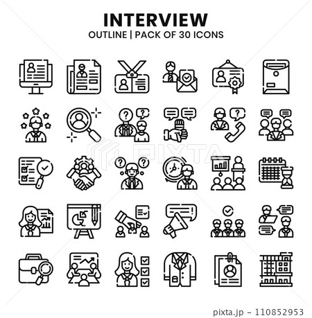 Interview Icons Bundle.  Outline icons style. Vector illustration. 110852953